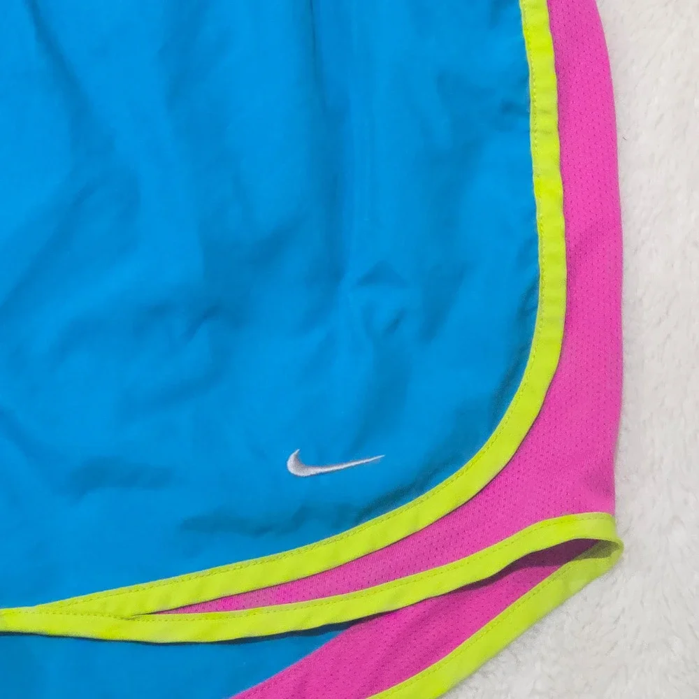 Nike Dri-FIT Tempo Running Shorts Blue Pink‎ Neon Athletic Yellow Womens Small